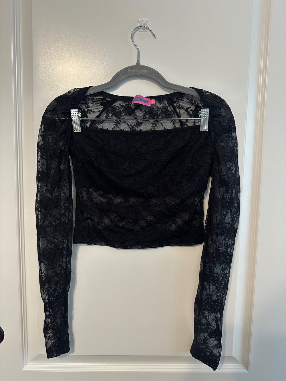 Edikted 2 Piece Black Sheer Lace Long-Sleeve Bolero and Tube Top